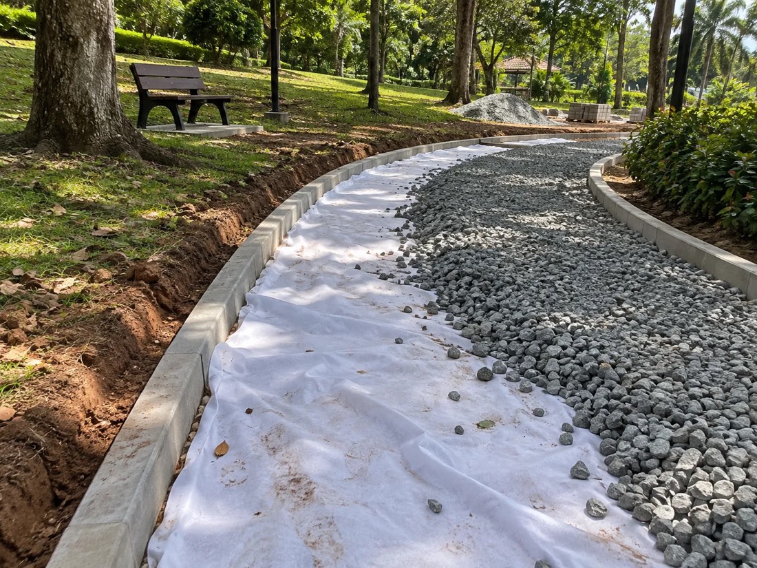 AeroTex under a new gravel footpath in a park