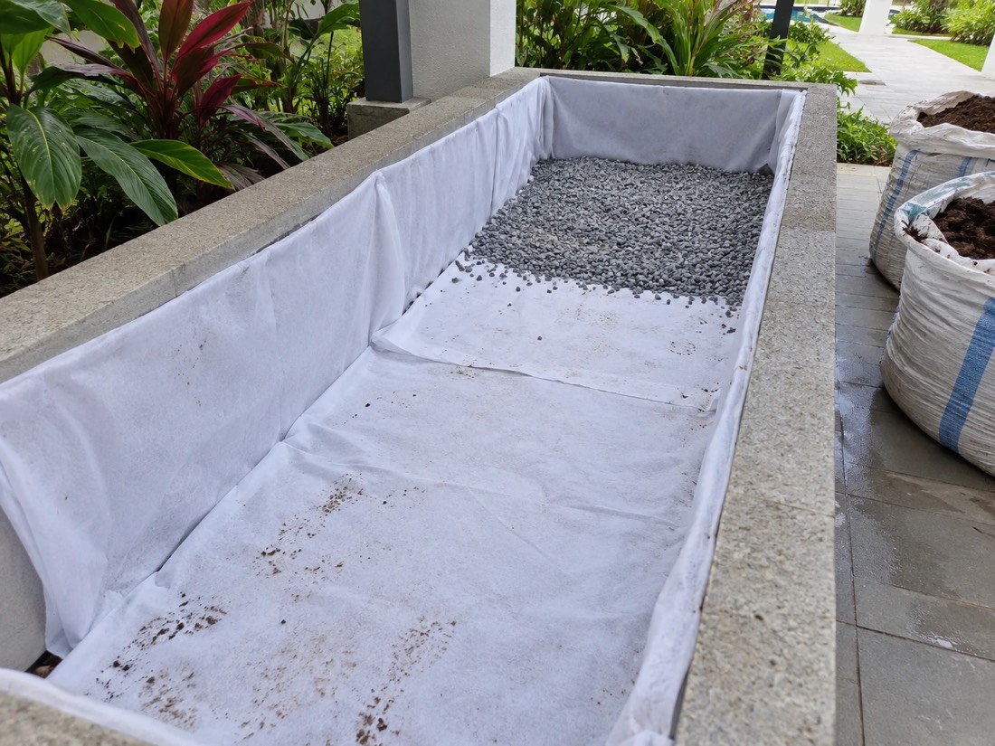 AeroTex lining a concrete planter box